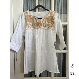 Mexican Boho Embroidered Top XL